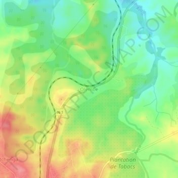 Mappa topografica Olembé, altitudine, rilievo