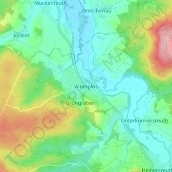 Mappa topografica Altenplos, altitudine, rilievo