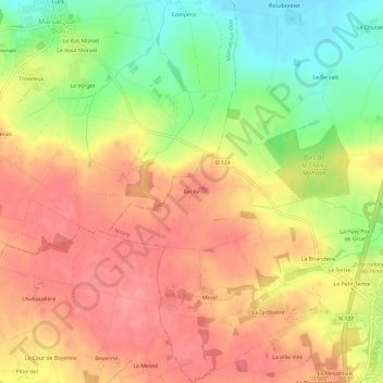 Mappa topografica Bel Air, altitudine, rilievo