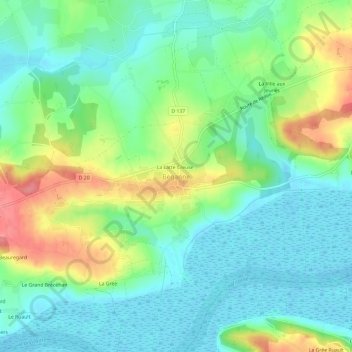 Mappa topografica Béganne, altitudine, rilievo