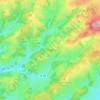Mappa topografica Thier, altitudine, rilievo