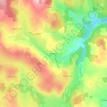 Mappa topografica Rimeizenc, altitudine, rilievo