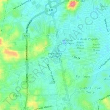 Mappa topografica Importadora Guzmán, altitudine, rilievo