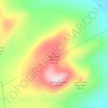 Mappa topografica Hog Back Mountain, altitudine, rilievo
