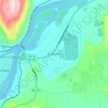 Mappa topografica Thornhill, altitudine, rilievo