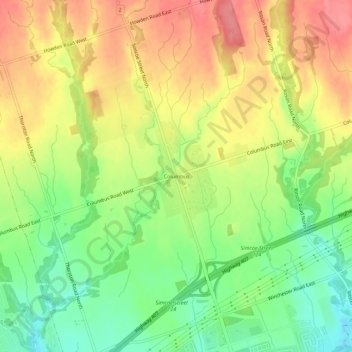 Mappa topografica Columbus, altitudine, rilievo
