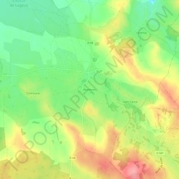 Mappa topografica Bezonnes, altitudine, rilievo