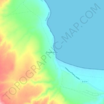 Mappa topografica Puerto Aldea, altitudine, rilievo