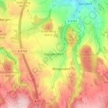 Mappa topografica Göppersdorf, altitudine, rilievo