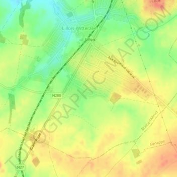 Mappa topografica Cours d'Eau, altitudine, rilievo