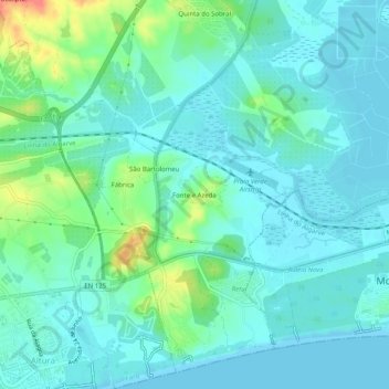Mappa topografica Fonte e Azeda, altitudine, rilievo