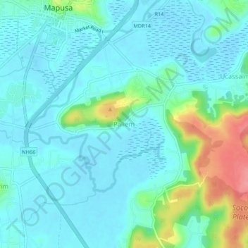 Mappa topografica Paliem, altitudine, rilievo