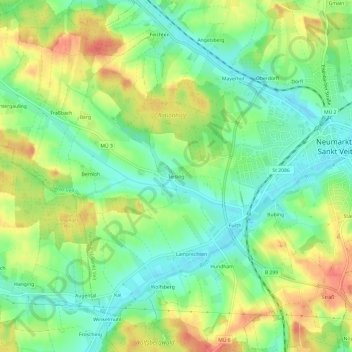 Mappa topografica Teising, altitudine, rilievo