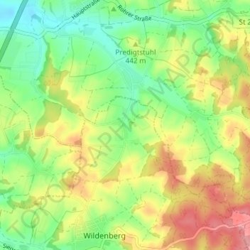 Mappa topografica Eschenhardt, altitudine, rilievo