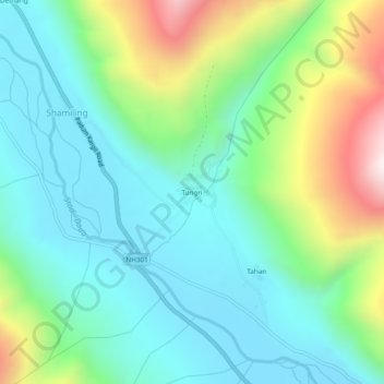 Mappa topografica Tungri, altitudine, rilievo