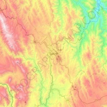 Mappa topografica Sucre, altitudine, rilievo
