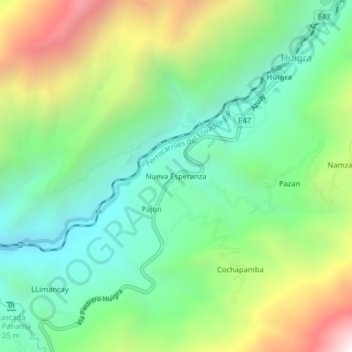 Mappa topografica Nueva Esperanza, altitudine, rilievo