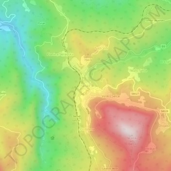 Mappa topografica Skrad, altitudine, rilievo