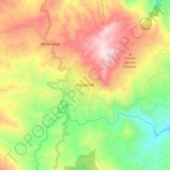 Mappa topografica Yarumal, altitudine, rilievo