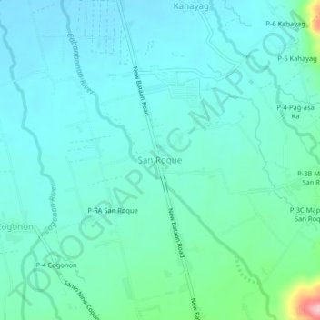 Mappa topografica San Roque, altitudine, rilievo
