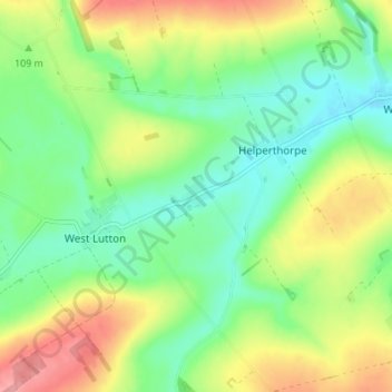 Mappa topografica East Lutton, altitudine, rilievo