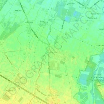 Mappa topografica San Damaso, altitudine, rilievo