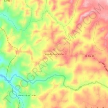 Mappa topografica Vereda Pantanillo, altitudine, rilievo