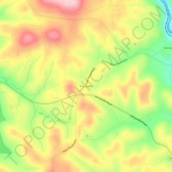 Mappa topografica Perryville, altitudine, rilievo