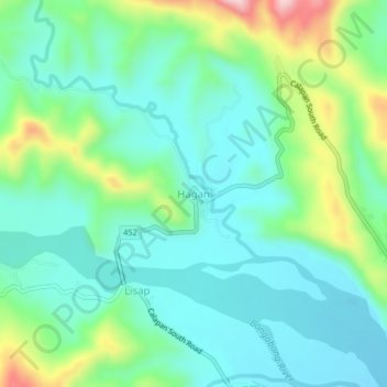 Mappa topografica Hagan, altitudine, rilievo