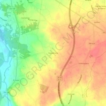 Mappa topografica Ramalheiro, altitudine, rilievo