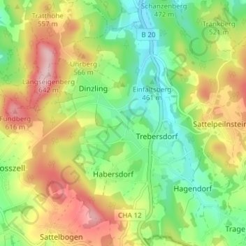 Mappa topografica Wöhrhof, altitudine, rilievo