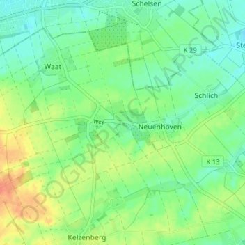 Mappa topografica Hoppers, altitudine, rilievo
