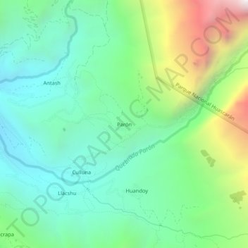 Mappa topografica Parón, altitudine, rilievo
