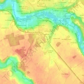 Mappa topografica Le Bois Joly, altitudine, rilievo