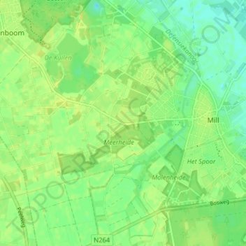 Mappa topografica Meeren, altitudine, rilievo
