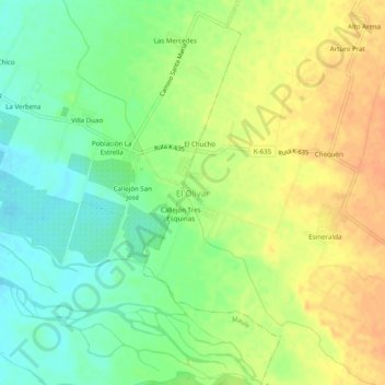 Mappa topografica El Olivar, altitudine, rilievo