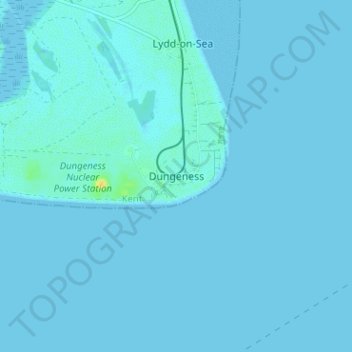 Mappa topografica Dungeness, altitudine, rilievo