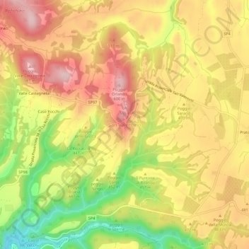 Mappa topografica San Valentino, altitudine, rilievo