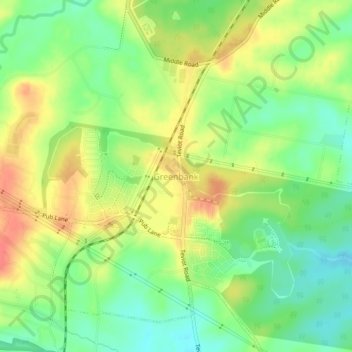 Mappa topografica Greenbank, altitudine, rilievo