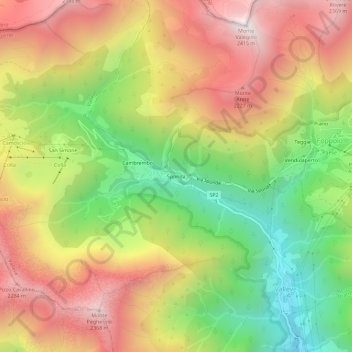 Mappa topografica Sponda, altitudine, rilievo