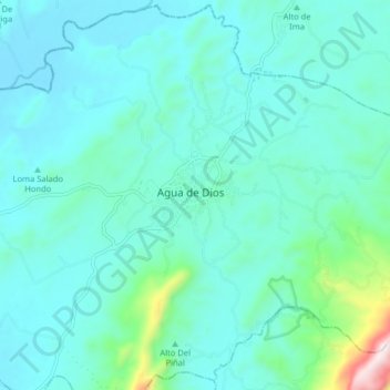 Mappa topografica Agua de Dios, altitudine, rilievo
