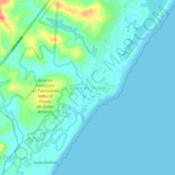 Mappa topografica Costa do Sauípe, altitudine, rilievo