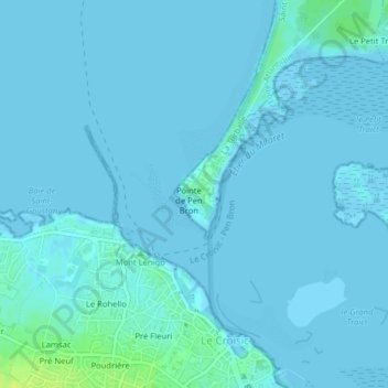 Mappa topografica Pen Bron, altitudine, rilievo