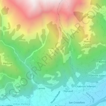 Mappa topografica Gardetta, altitudine, rilievo