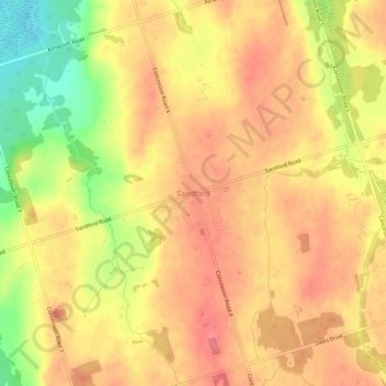 Mappa topografica Sandford, altitudine, rilievo