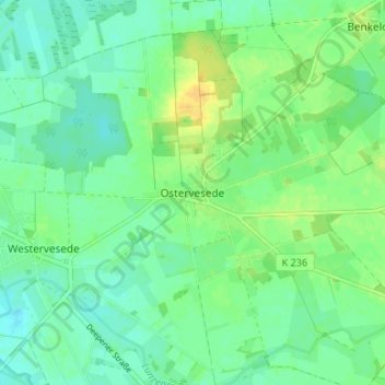 Mappa topografica Ostervesede, altitudine, rilievo