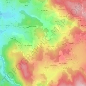 Mappa topografica La Pirotte, altitudine, rilievo