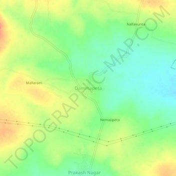 Mappa topografica Dammapeta, altitudine, rilievo