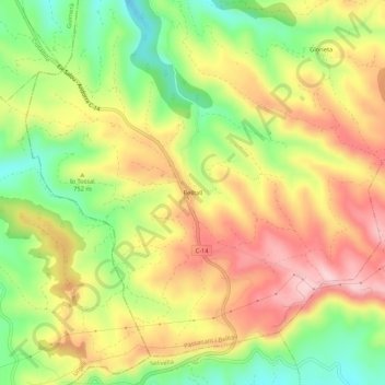 Mappa topografica Belltall, altitudine, rilievo