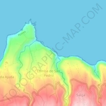 Mappa topografica Miradouro da Rocha, altitudine, rilievo